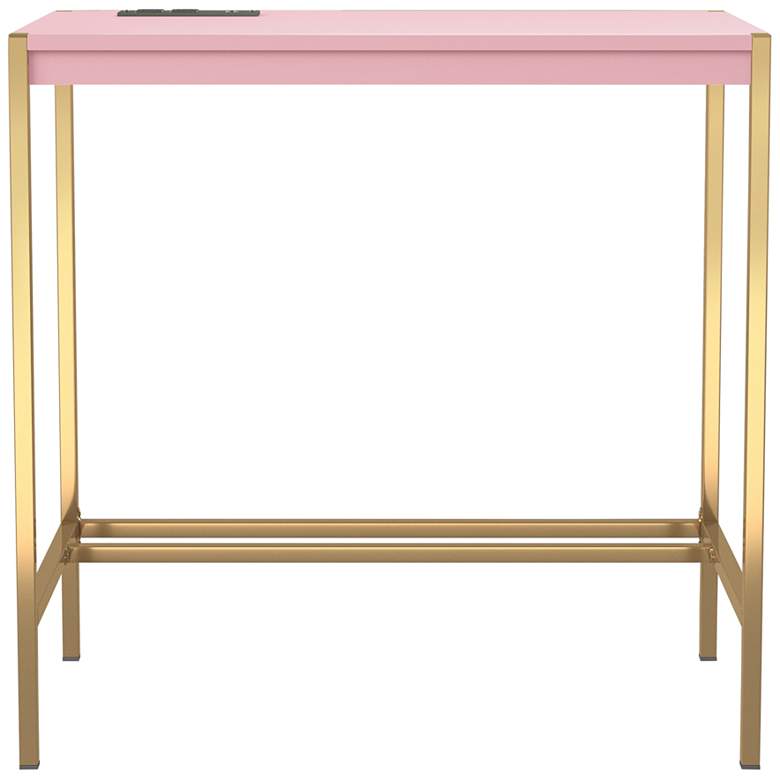 Image 2 Nevinna 30" Wide Gold and Pink Writing Desk with USB Port