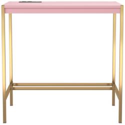 Nevinna 30&quot; Wide Gold and Pink Writing Desk with USB Port