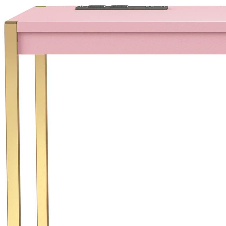 Image 3 Nevinna 30" Wide Gold and Pink Writing Desk with USB Port more views