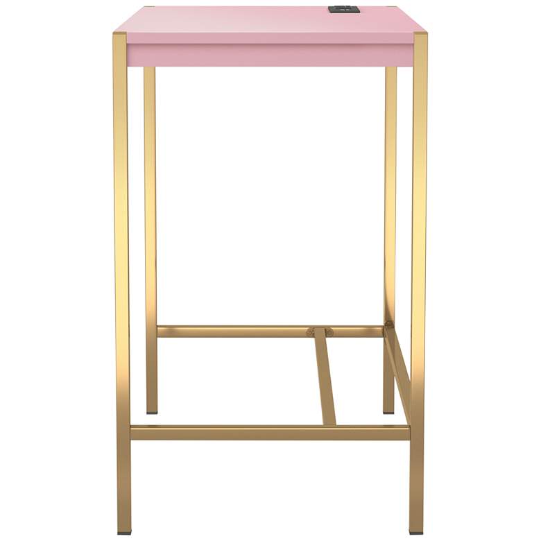 Nevinna 30&quot; Wide Gold and Pink Writing Desk with USB Port more views