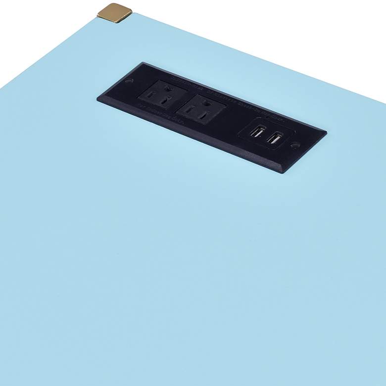 Image 5 Nevinna 30 inchW Gold and Aruba Blue Writing Desk with USB Port more views