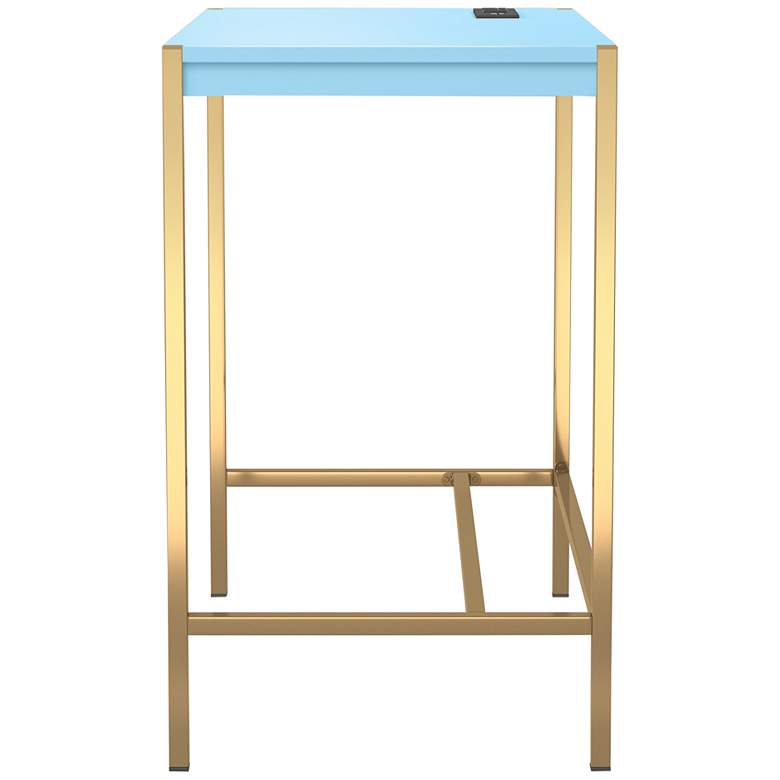 Image 7 Nevinna 30 inchW Gold and Aruba Blue Writing Desk with USB Port more views