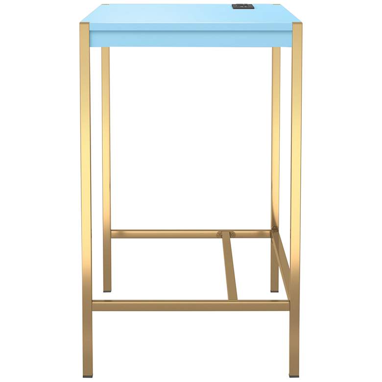 Image 7 Nevinna 30"W Gold and Aruba Blue Writing Desk with USB Port more views