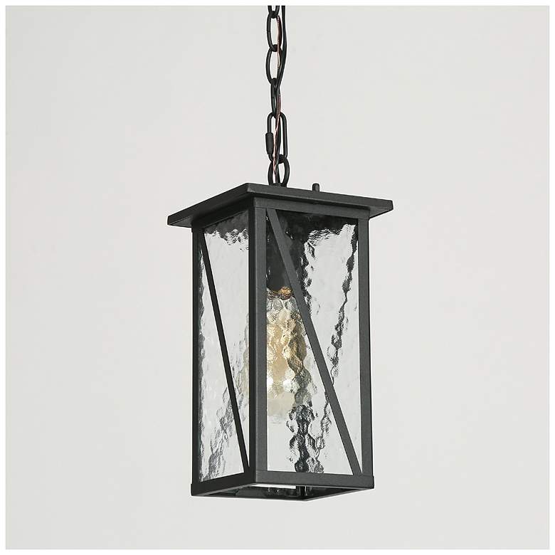 Image 2 Nevio 12.6" High Black Glass Outdoor Hanging Light more views