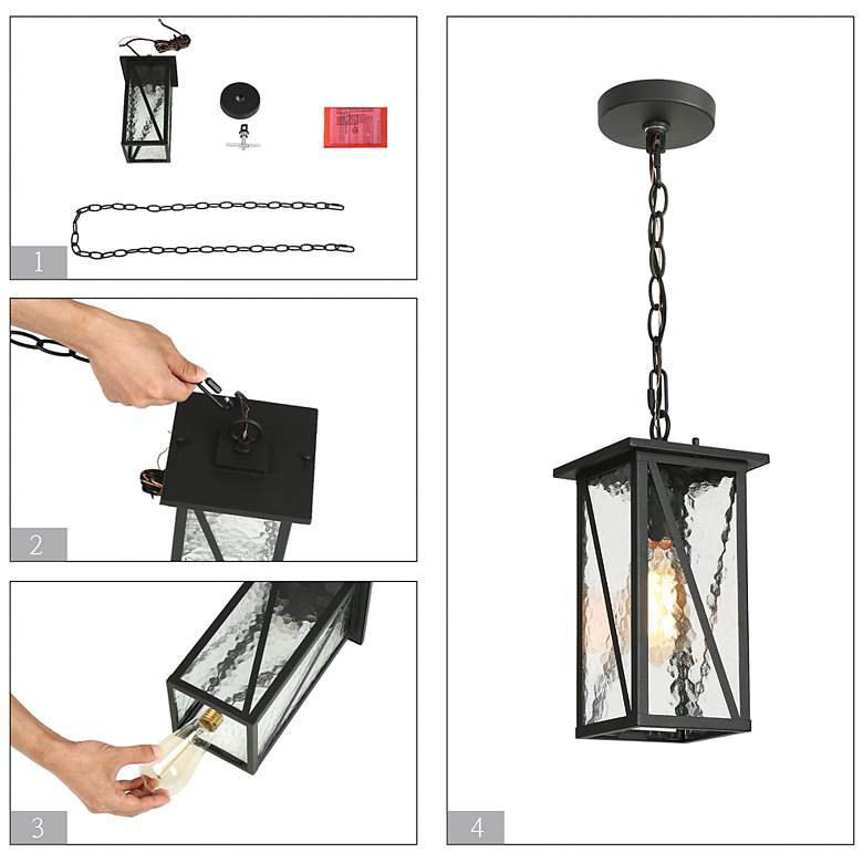 Image 7 Nevio 12.6" High Black Glass Outdoor Hanging Light more views