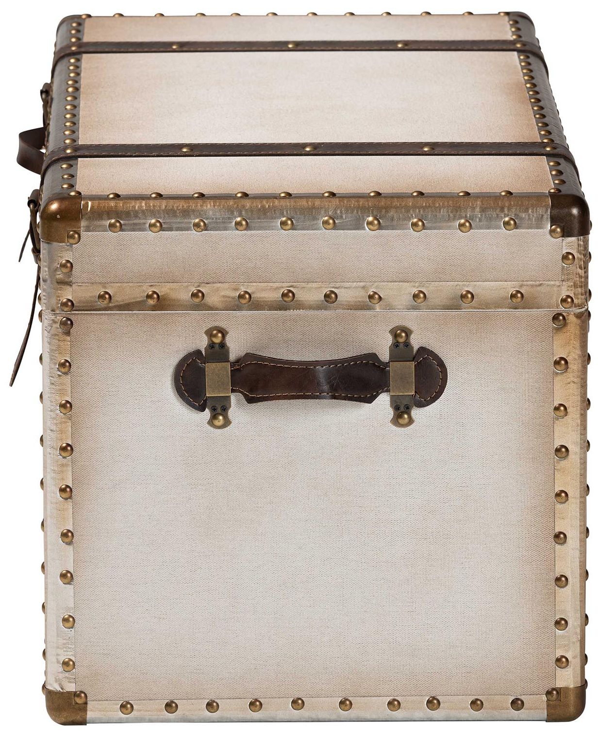 Image 6 Nevio 32" Wide Weathered White Canvas Vintage Storage Trunk more views