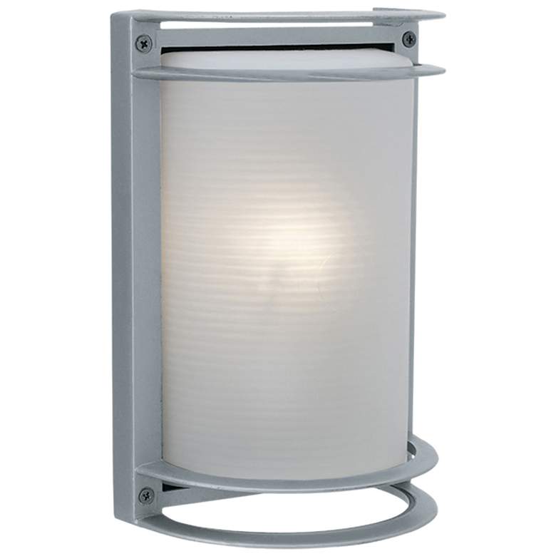 Image 1 Nevis 10.5" High Satin Outdoor Wall Light w/ Ribbed Frosted Glass Shad