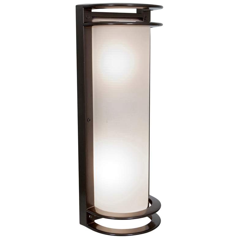 Image 1 Nevis 16.75" High Bronze Outdoor Wall Light w/ Ribbed Frosted Glass Sh