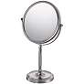 Nevis Brushed Nickel 5X Magnified Round Stand Makeup Mirror