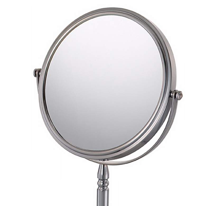 Image 2 Nevis Brushed Nickel 5X Magnified Round Stand Makeup Mirror more views
