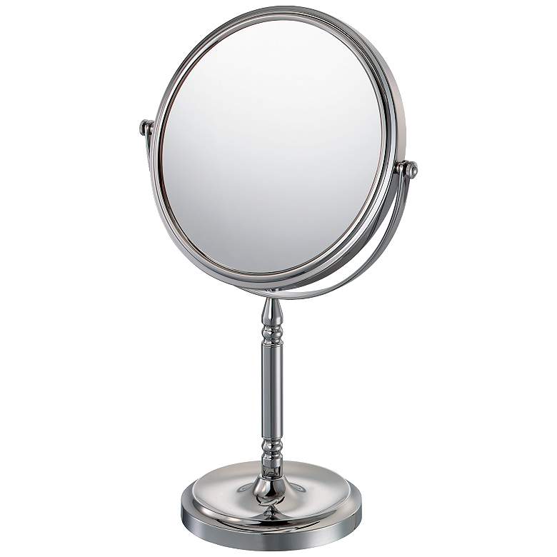 Image 1 Nevis Chrome 10X Magnified Round Stand Makeup Mirror