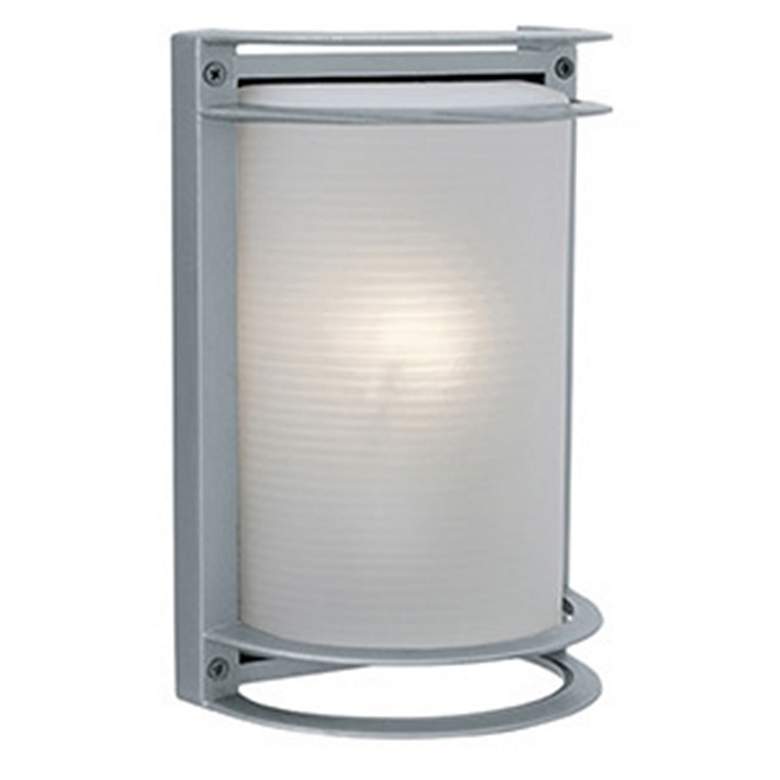 Image 1 Nevis - LED Outdoor Wall Light - Satin Finish - Ribbed Frosted Glass Shade