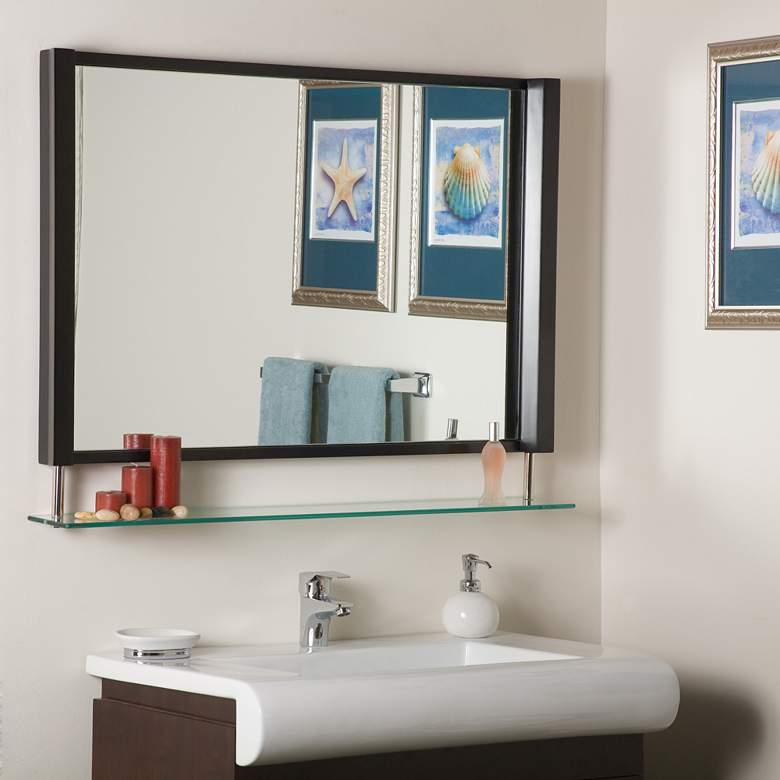 Image 1 New Amsterdam Brown 39 1/2" x 23 1/2" Wall Mirror with Shelf