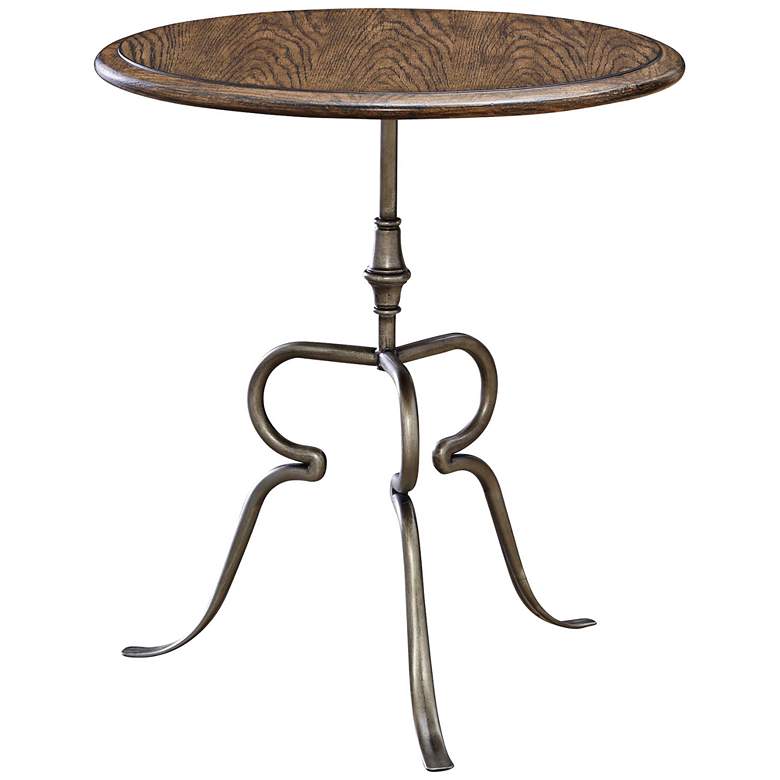 Image 1 New Bohemian Oak Round Accent End Table