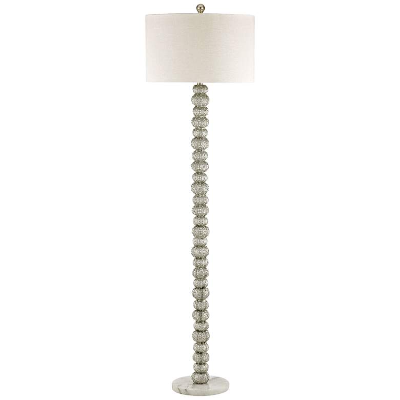 Image 1 New Caledonia Silver Leaf and White Marble Floor Lamp