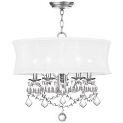 New Castle 20" Wide Brushed Nickel and Crystal Chandelier with Shade