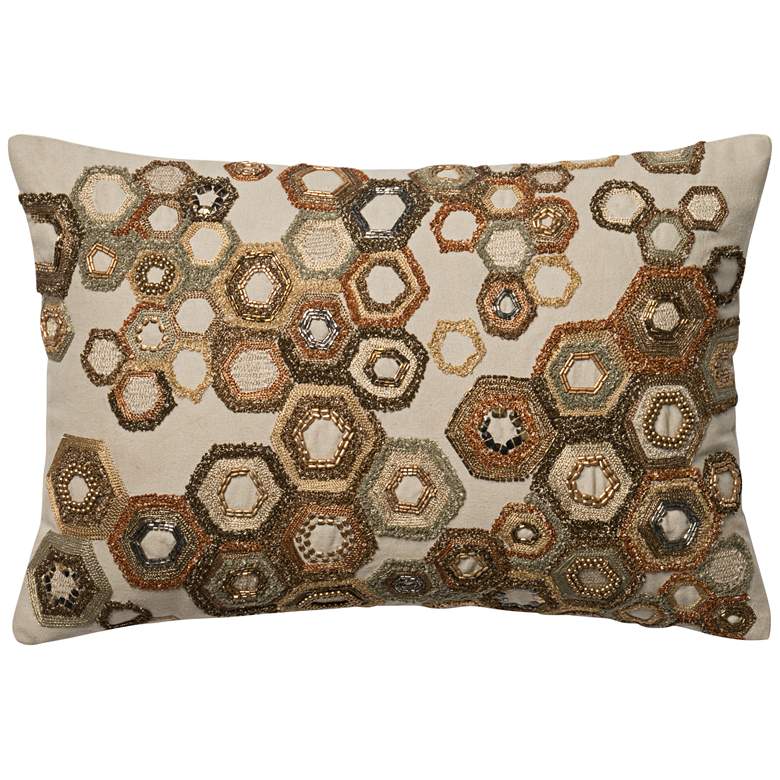 Image 1 New Classics Beige Hexagon 21 inch x 13 inch Accent Pillow