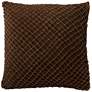 New Classics Brown 22" Square Crosshatch Velvet Throw Pillow