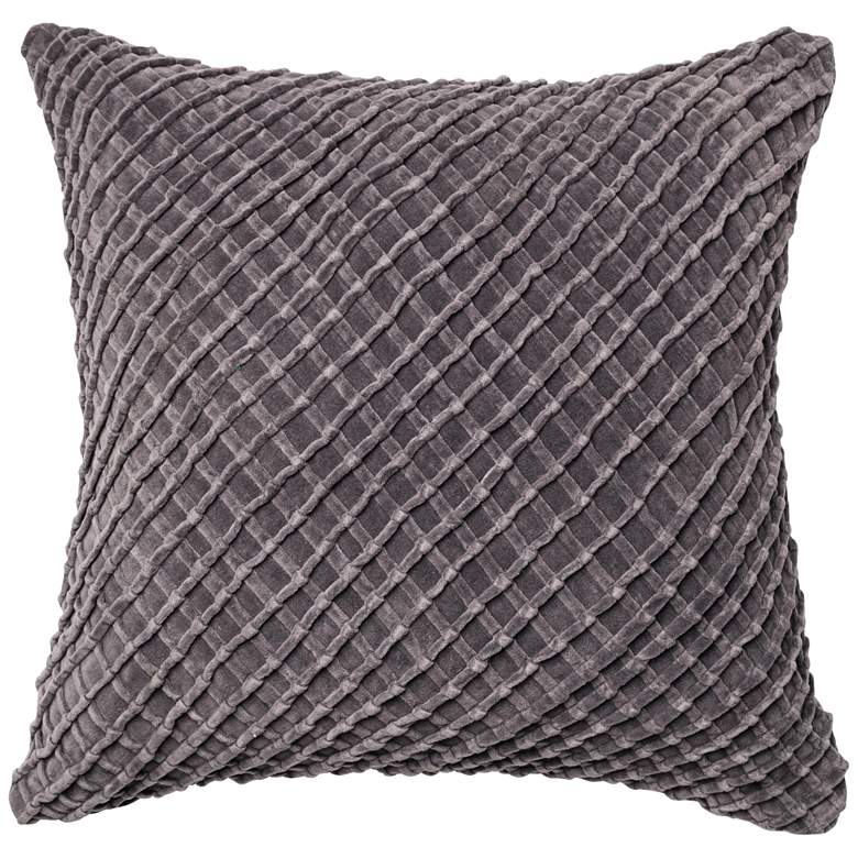 Image 2 New Classics Charcoal 22 inch Square Hatch Velvet Throw Pillow