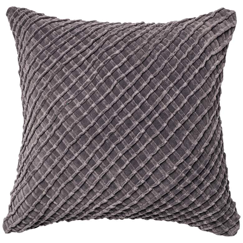 Image 2 New Classics Charcoal 22" Square Hatch Velvet Throw Pillow