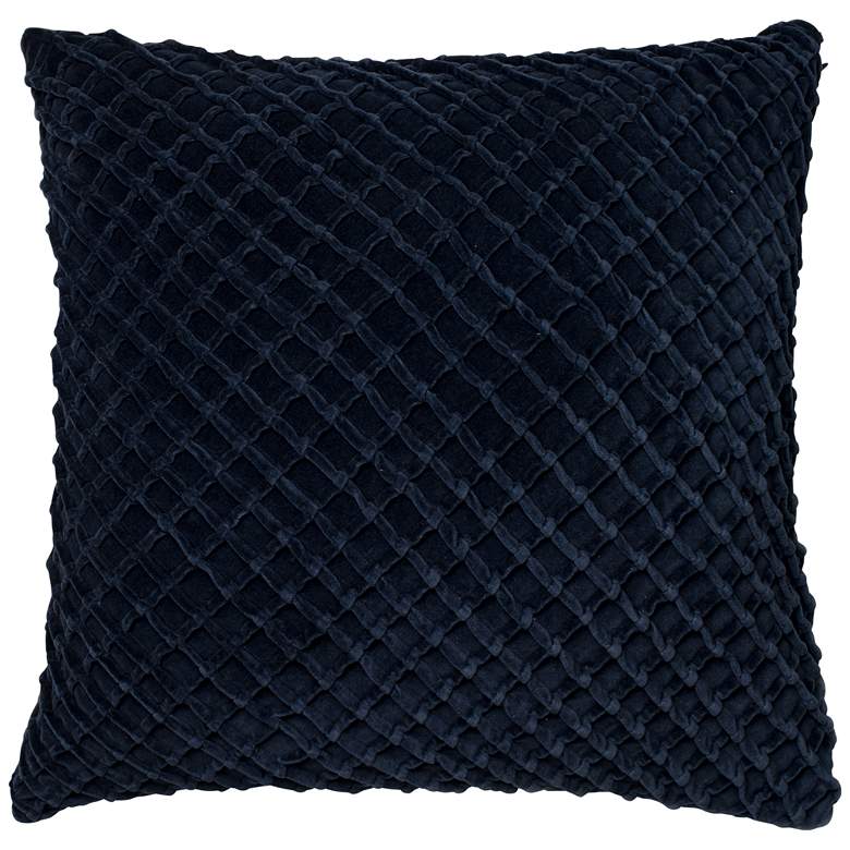 Image 1 New Classics Navy 22 inch Square Crosshatch Velvet Throw Pillow