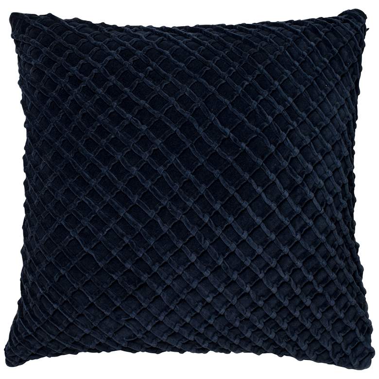 Image 1 New Classics Navy 22" Square Crosshatch Velvet Throw Pillow