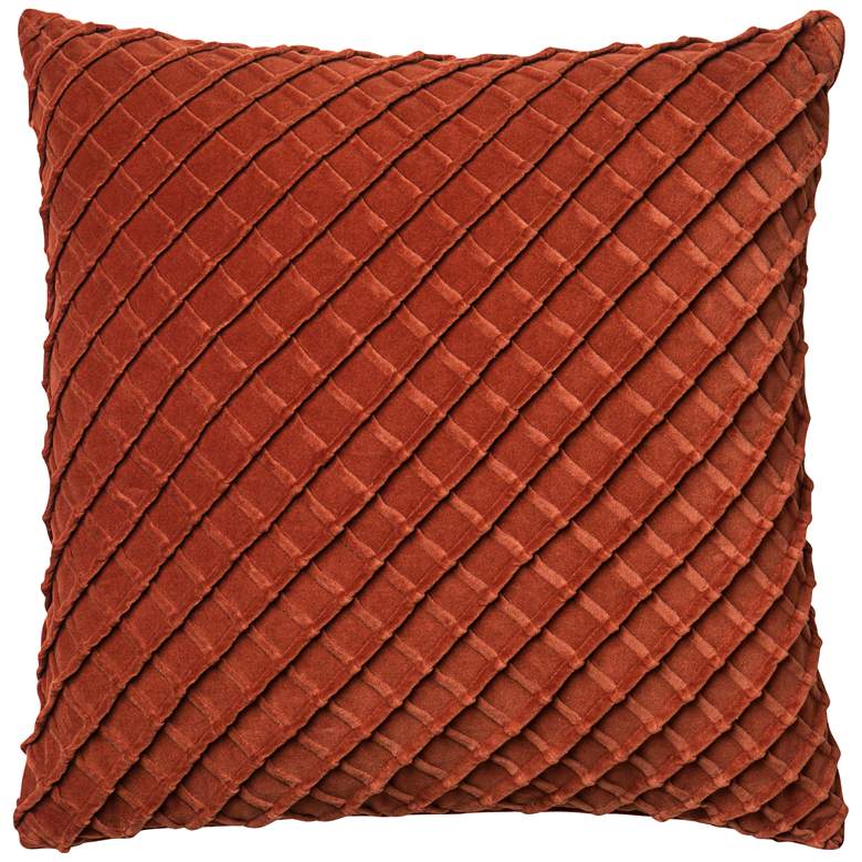 Image 1 New Classics Rust 22" Square Crosshatch Velvet Throw Pillow