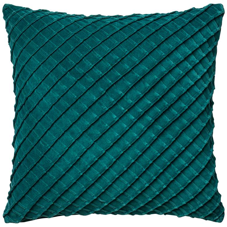 Image 1 New Classics Teal 22 inch Square Crosshatch Velvet Throw Pillow