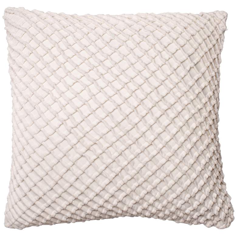 Image 1 New Classics White 22 inch Square Crosshatch Velvet Throw Pillow
