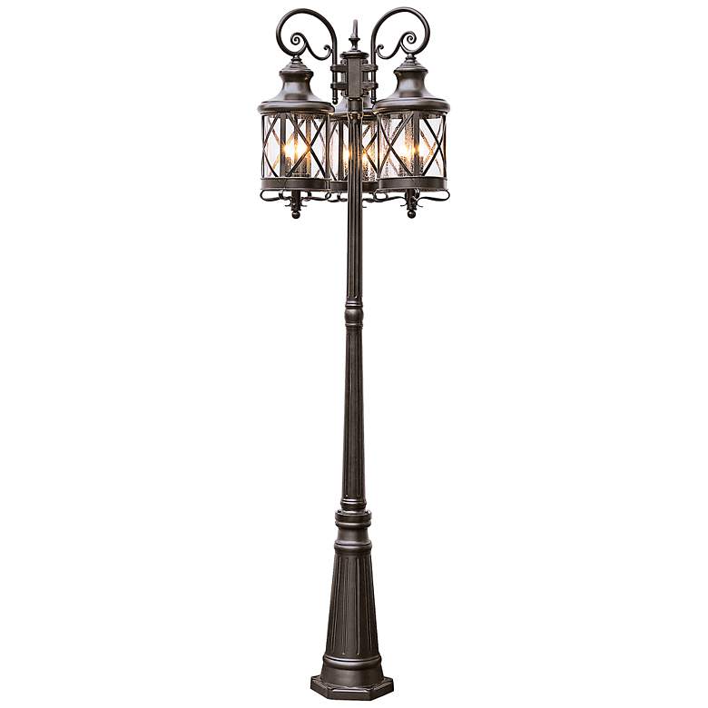 Image 1 New England 81 inch Oil-Rubbed Bronze 3-Light Outdoor Post Light