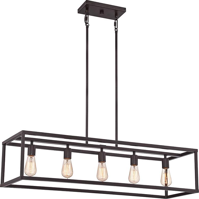 Image 2 New Harbor 38 inch Wide Bronze Kitchen Island Light Chandelier