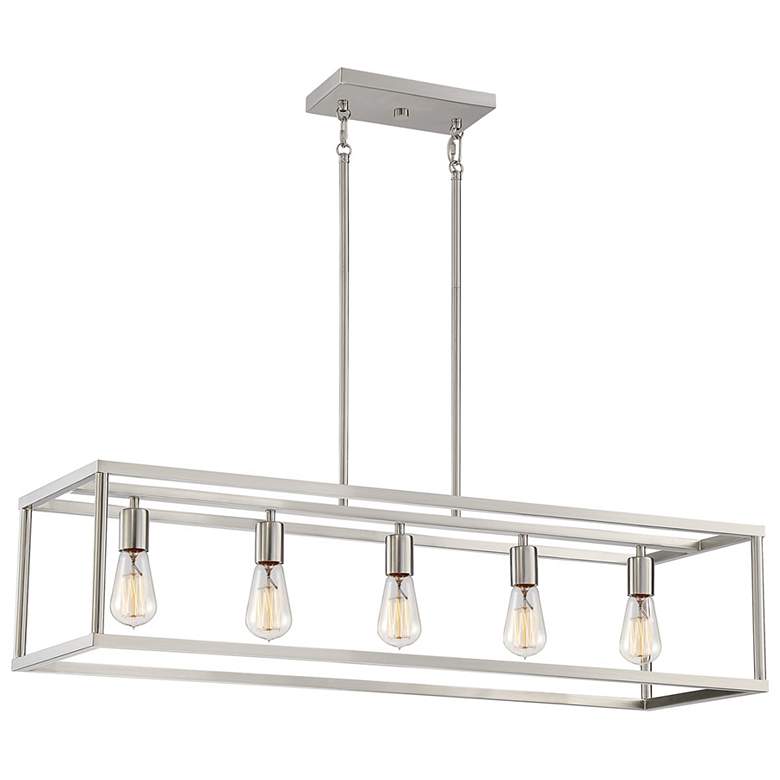 Image 1 New Harbor 38" Wide Brushed Nickel 5-Light Island Pendant