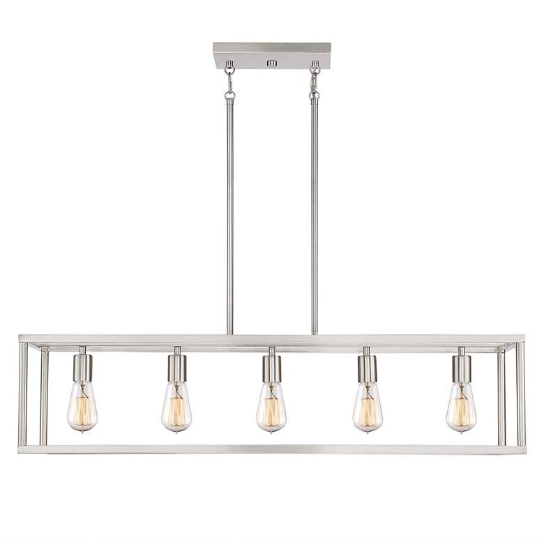 Image 2 New Harbor 38" Wide Brushed Nickel 5-Light Island Pendant more views