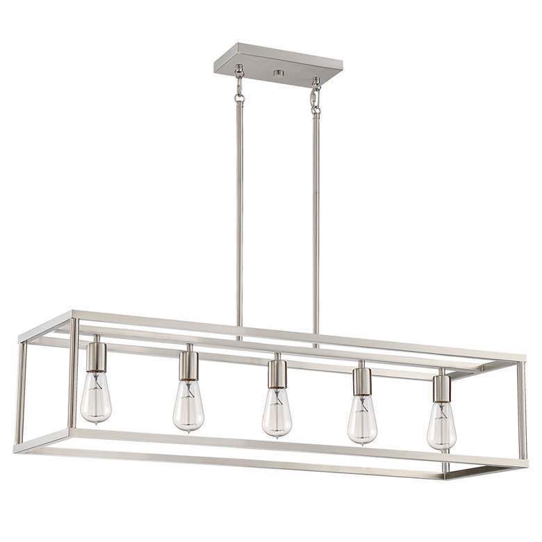 Image 3 New Harbor 38" Wide Brushed Nickel 5-Light Island Pendant more views