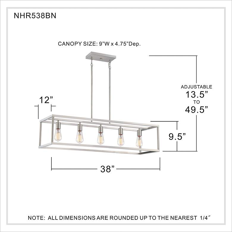 Image 4 New Harbor 38" Wide Brushed Nickel 5-Light Island Pendant more views