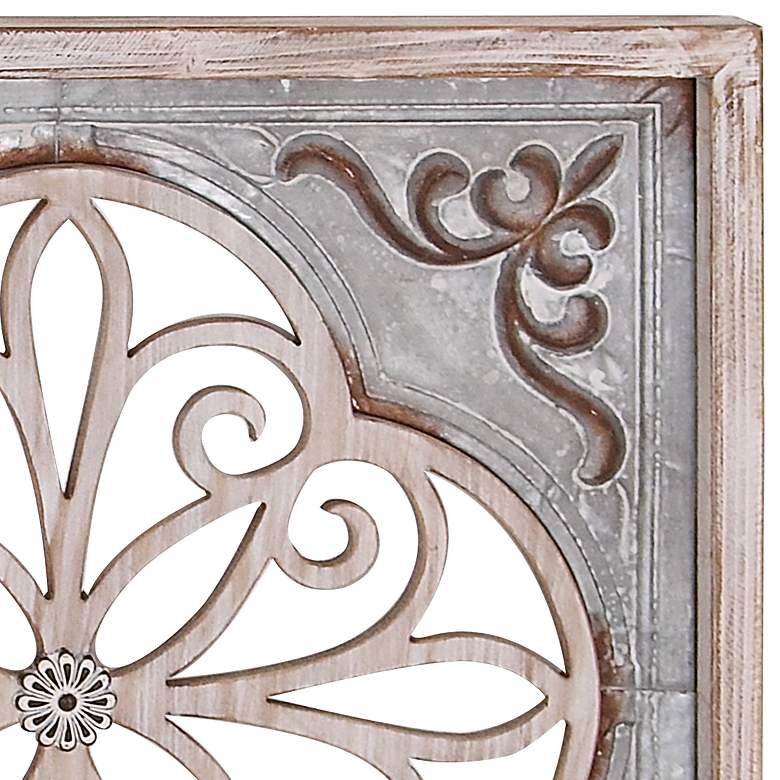 Image 2 New Haven 36" Square Gray White Metal Wall Art more views