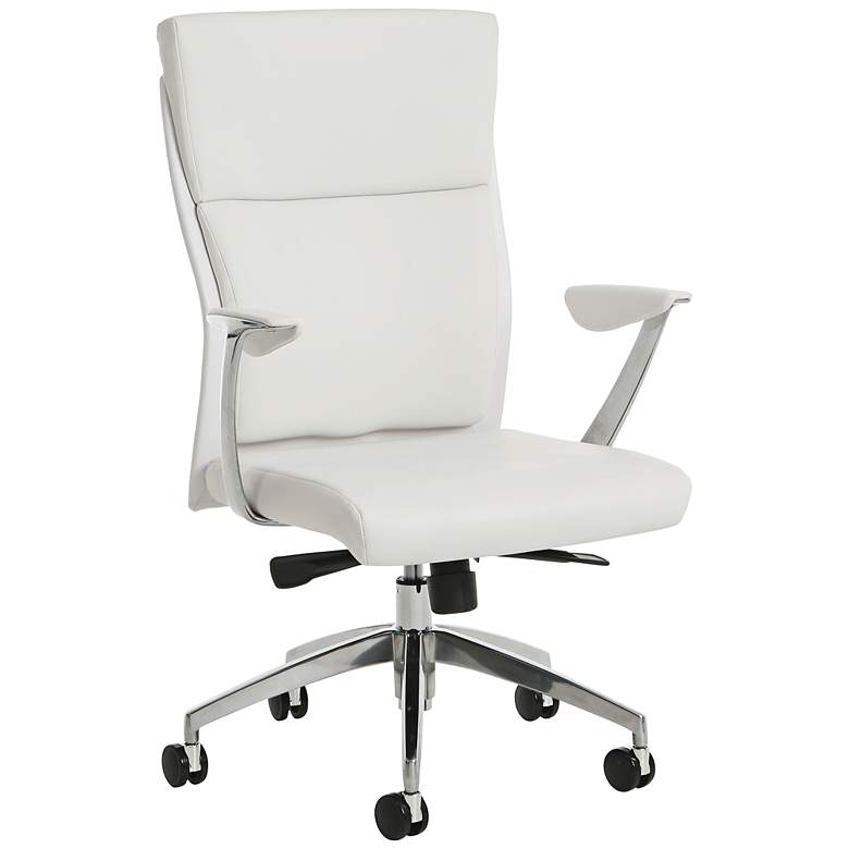 Image 1 New Jersey Faux Leather Ivory Adjustable Office Chair
