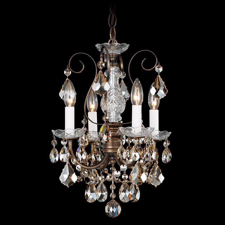 Image 1 New Orleans 12 inch Wide Bronze Clear Crystal Mini Chandelier