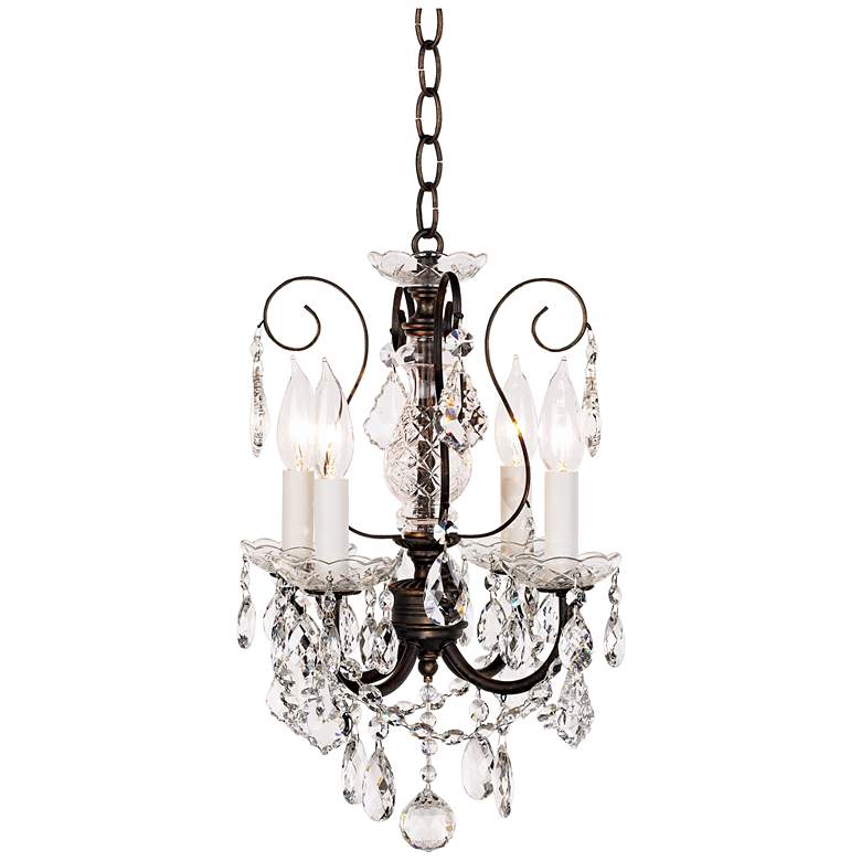 Image 3 New Orleans 12 inch Wide Bronze Hand-Cut Crystal Mini Chandelier