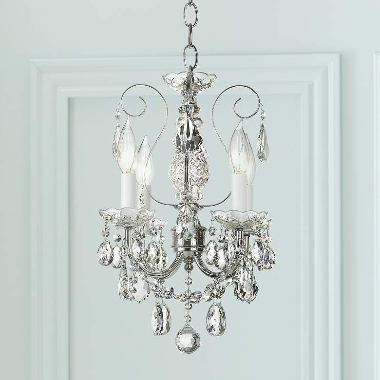 Image 1 New Orleans 12 inch Wide Silver Hand-Cut Crystal Mini Chandelier