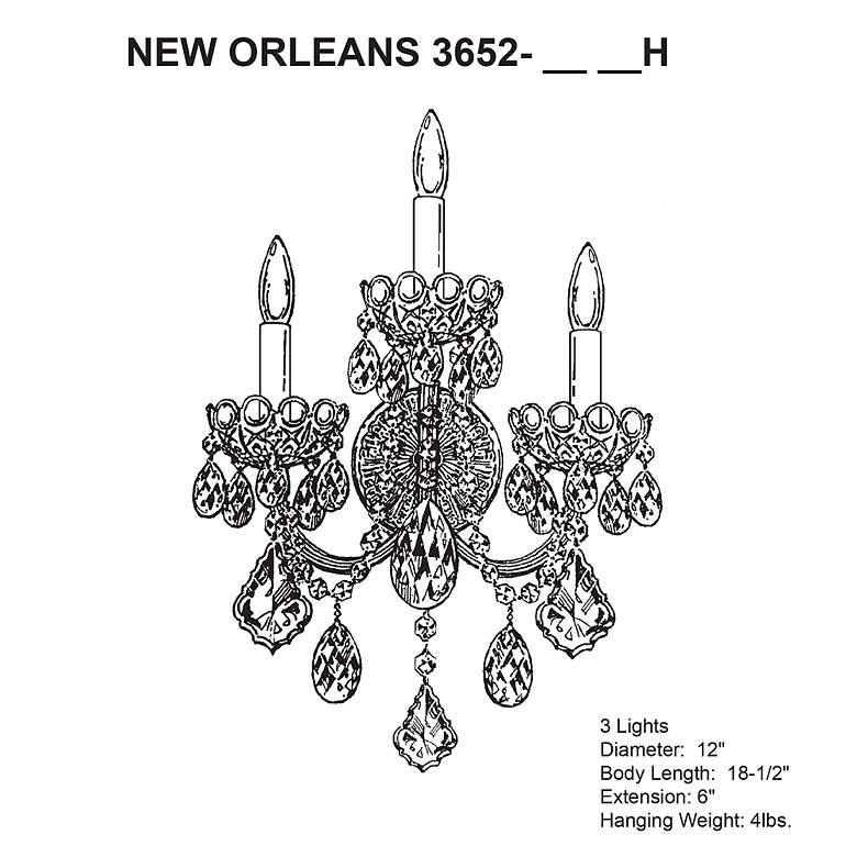 Image 4 New Orleans 18.5"H x 12"W 3-Light Crystal Wall Sconce in Etruscan more views