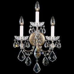 New Orleans 18.5"H x 12"W 3-Light Crystal Wall Sconce in Silver