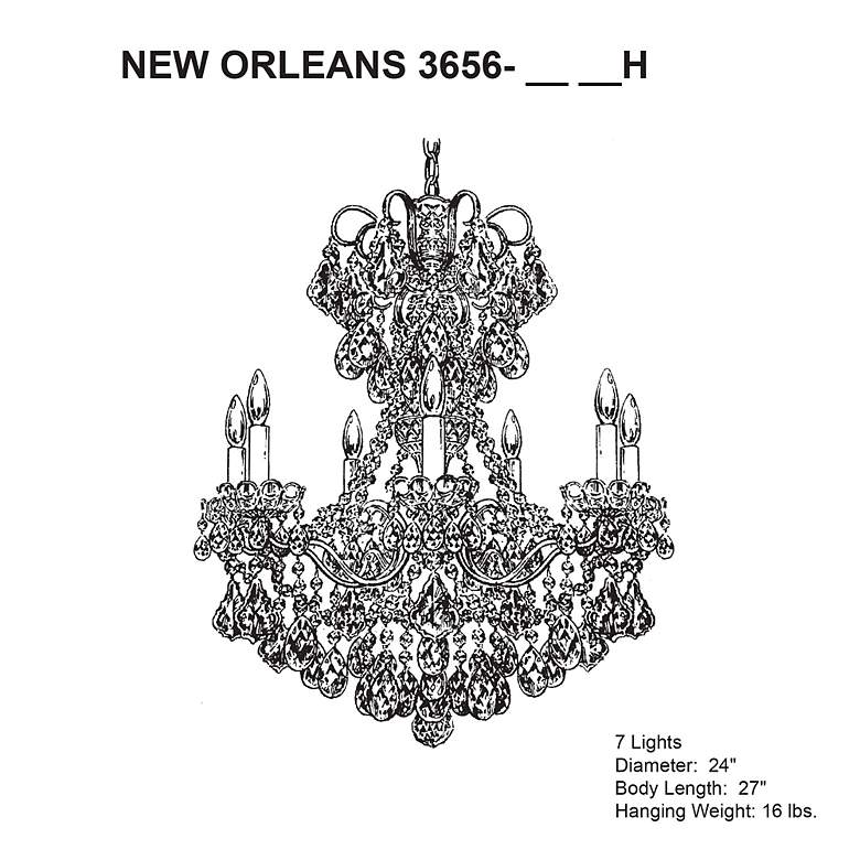 Image 3 New Orleans 27"H x 24"W 7-Light Crystal Chandelier in Heirloom Br more views
