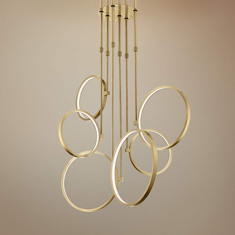 Image 1 New Sirkus 28 1/4"W Champagne Gold 6-Light LED Chandelier