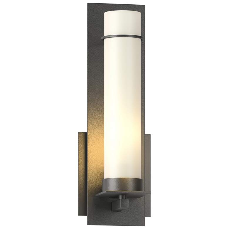 Image 1 New Town 12.6" High Black Sconce With Opal Glass Shade