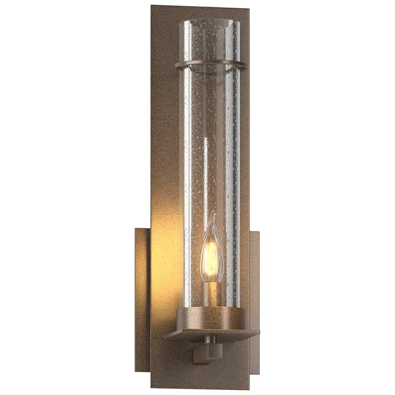 Image 1 New Town 12.6 inch High Bronze Sconce With Seeded Clear Glass Shade