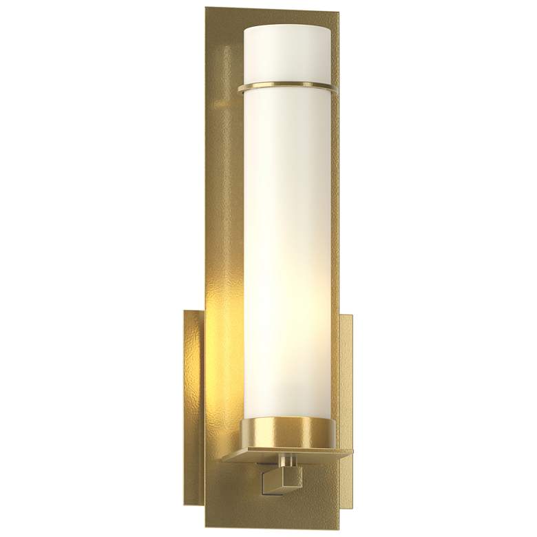 Image 1 New Town 12.6" High Modern Brass Sconce With Opal Glass Shade