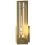 New Town 12.6" High Modern Brass Sconce With Seeded Clear Glass Shade