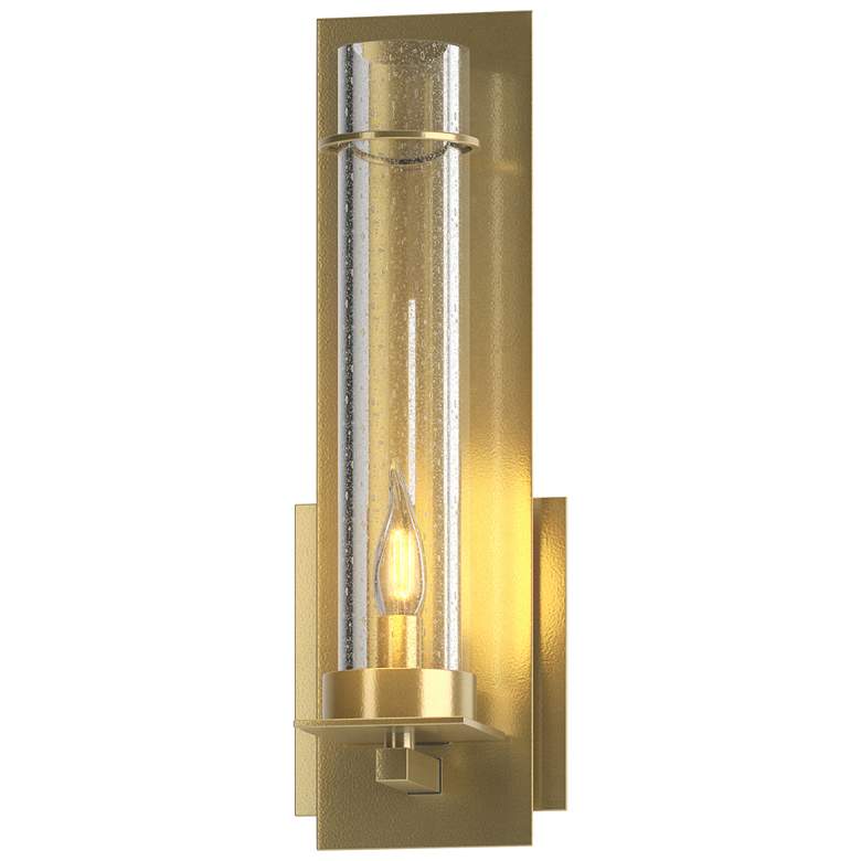 Image 1 New Town 12.6" High Modern Brass Sconce With Seeded Clear Glass Shade