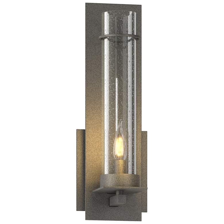 Image 1 New Town 12.6" High Natural Iron Sconce With Seeded Clear Glass Shade